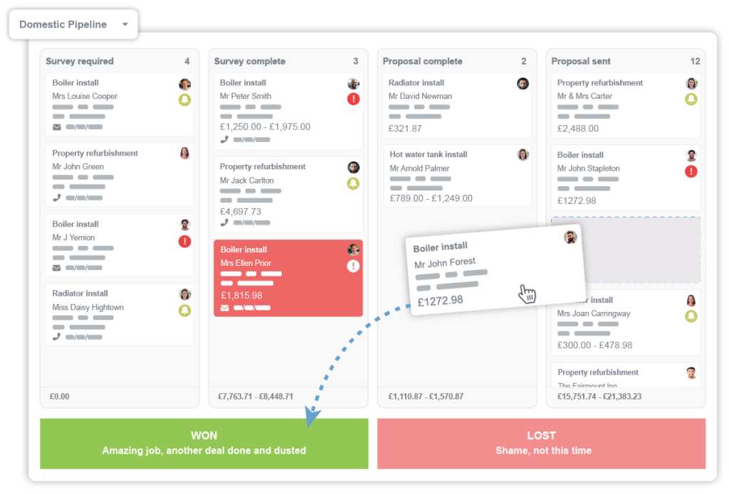 Manage opportunities as they move through your pipeline