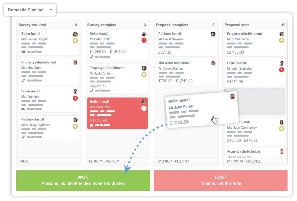 Manage opportunities as they move through your pipeline