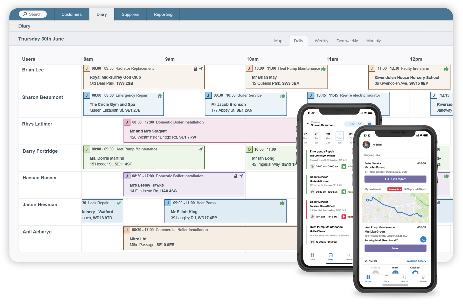 Commusoft job scheduling software